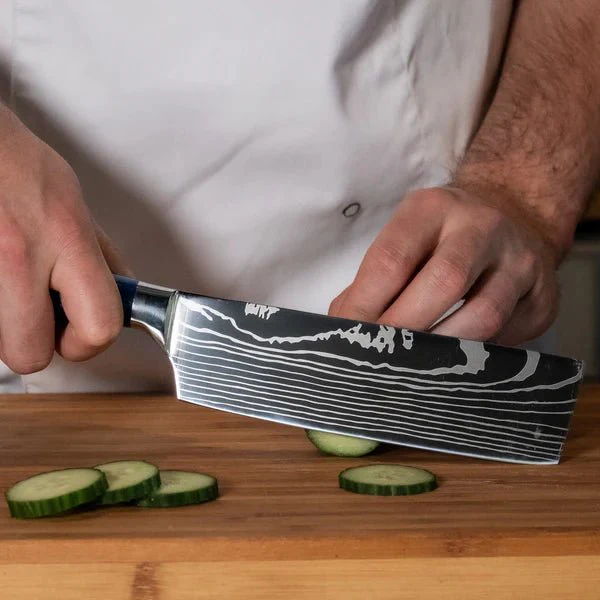 Japanese Damascus Knife Set – 8-Piece Balanced Profile - Image 4