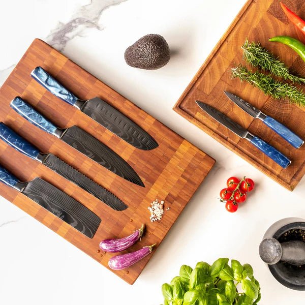 Japanese Damascus Knife Set – 8-Piece Balanced Profile - Image 5