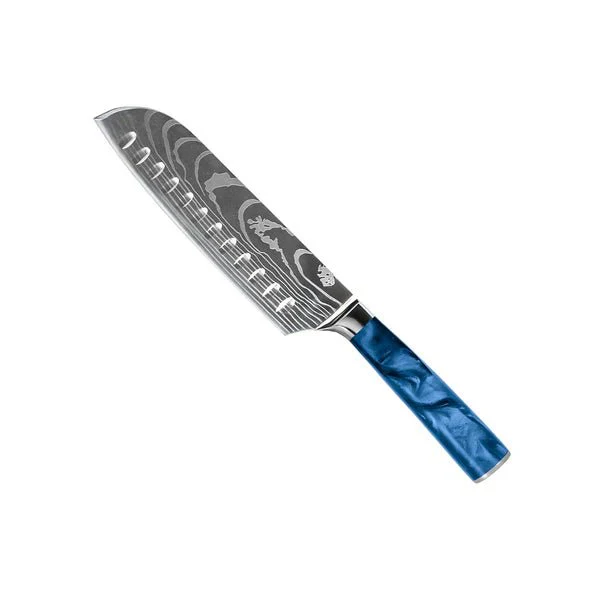 Japanese Damascus Knife Set – 8-Piece Balanced Profile - Image 7