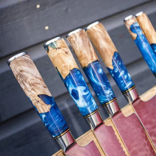 Limited Edition Japanese Damascus Knife Set – 6-Piece Saphire Series - Image 5