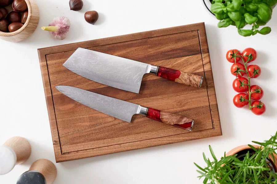 Japanese Damascus Shinku 2-Piece Performance Set – 7.5-Inch (19 cm) & 7.9-Inch (20 cm) Precision Blades - Image 3